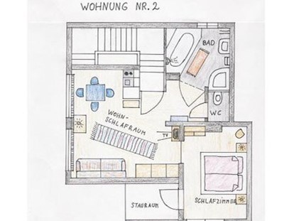 Pensionen - Restaurant - Lofer - skizze Appartement "2" - Haus Heidi