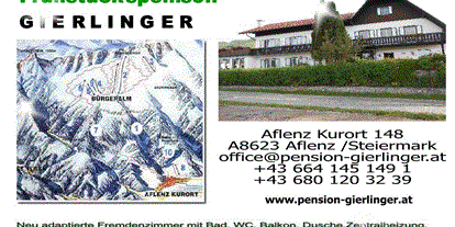 Pensionen - Parkplatz: kostenlos bei der Pension - Niklasdorf - Pension Gierlinger ***, Aflenz Kurort/ Steiermark